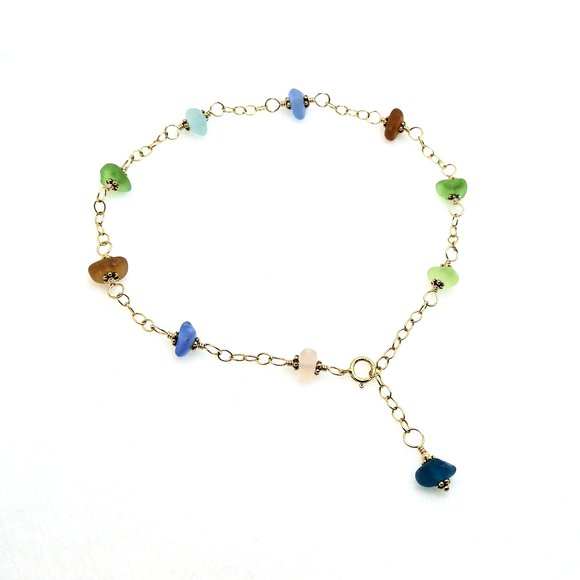 beach glass anklet for women