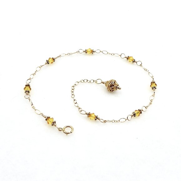 yellow crystal Bali ankle bracelet