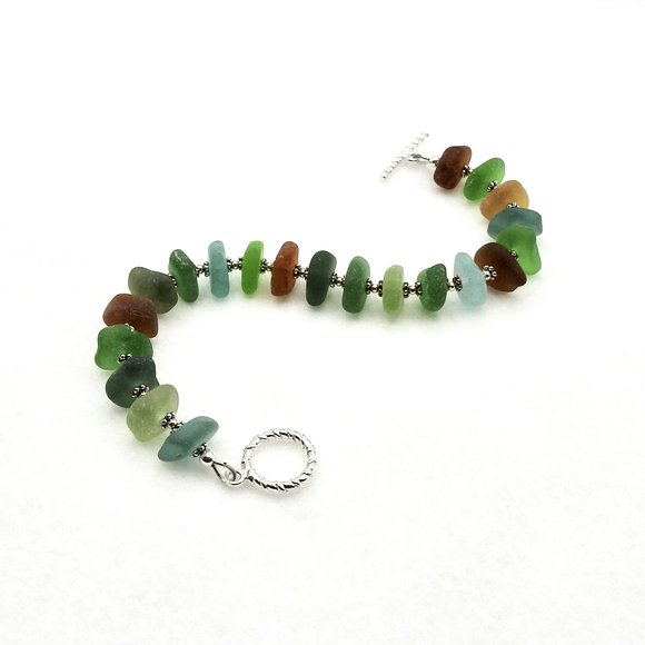 multi color beach glass bracelet