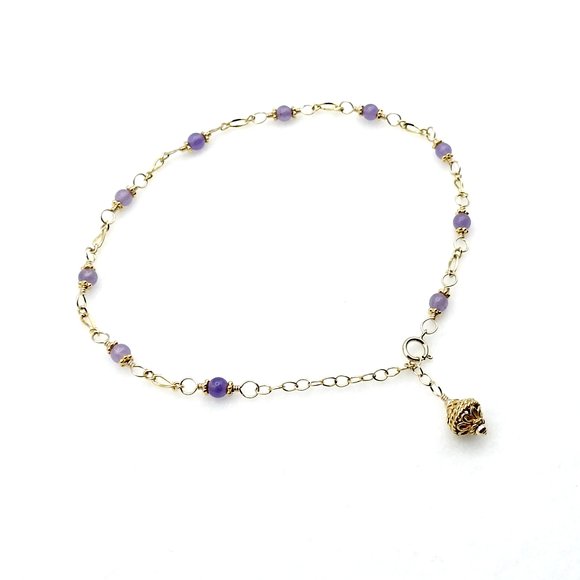 purple amethyst gemstone anklet