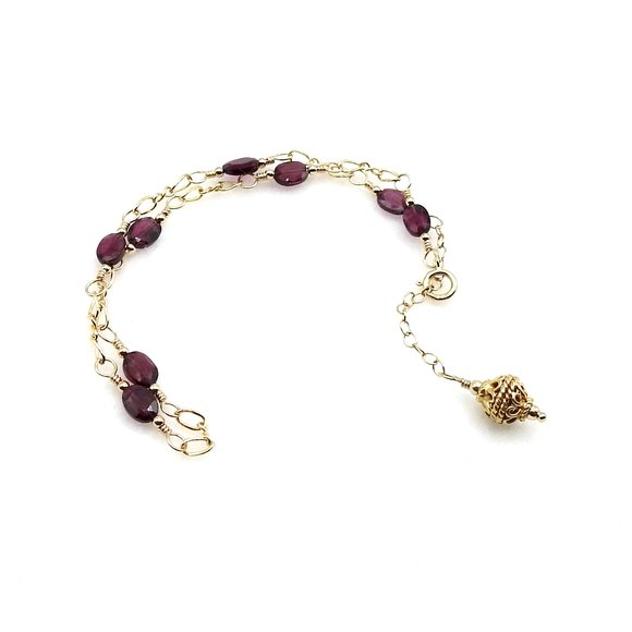 garnet and gold Bali anklet