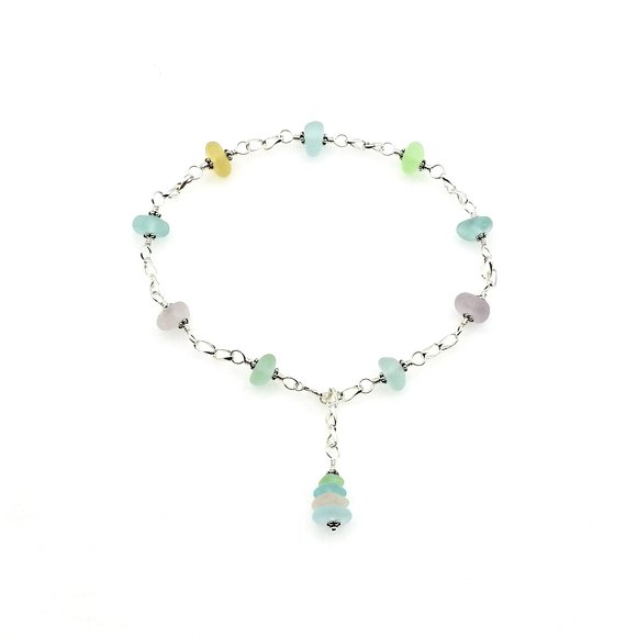 pastel sea glass anklet