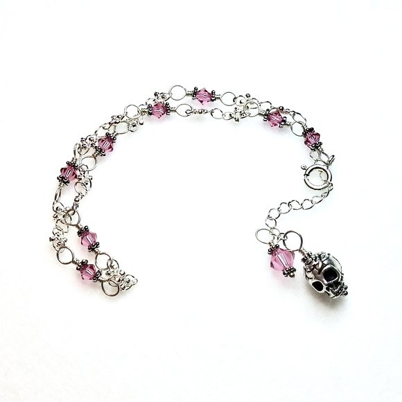 pink crystal pretty skull jewelry