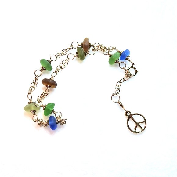 sea glass peace anklet