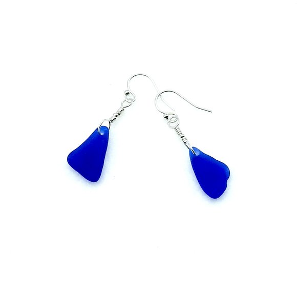 cobalt blue sea glass earrings