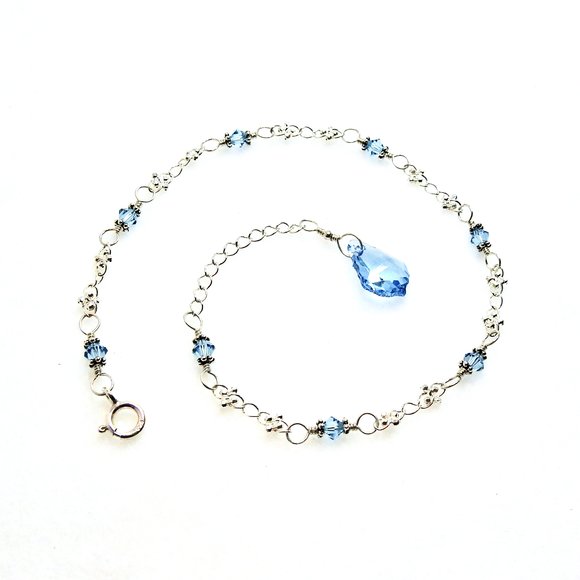 aquamarine blue crystal anklet