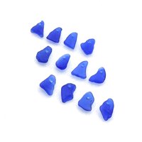 Tiny Blue Sea Glass Unique Beads for Jewelry Making, Sew on Charms for Crafting