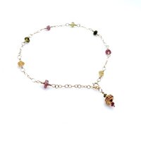 adjustable gold chain with Bali bead dangle