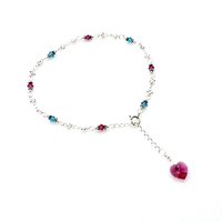 pink and turquoise crystal anklet for women