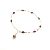 Garnet Gemstone Anklet Deep Dark Burgundy Red Oval Beaded Ankle Bracelet Adjustable Jewelry