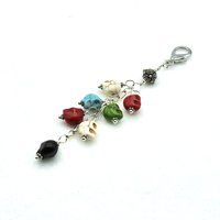 Howlite Skull Crystal Keychain Clip On Zipper Pull Charm Multi Color Handmade Chakra Gifts 