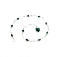 Emerald Green Crystal Heart Anklet Handmade Ankle Bracelet Love Themed Jewelry 