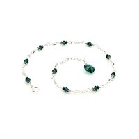 Emerald Green Crystal Heart Anklet Handmade Ankle Bracelet Love Themed Jewelry 