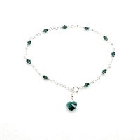 Emerald Green Crystal Heart Anklet Handmade Ankle Bracelet Love Themed Jewelry 