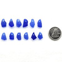 Fringe Beads for Sewing and Crafts, Very Tiny Cobalt Blue Top Drilled Sea Glass Charms for Jewelry Making