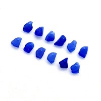 Fringe Beads for Sewing and Crafts, Very Tiny Cobalt Blue Top Drilled Sea Glass Charms for Jewelry Making