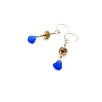 cobalt blue sea glass earrings