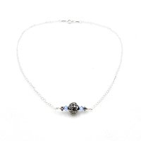 horizontal pendant with sterling filigree Bali bead