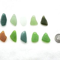 Drilled Sea Glass for Jewelry Making Natural Unusual Shape Pendant Beach Beads Craft Charms Top Hole 