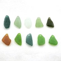 Drilled Sea Glass for Jewelry Making Natural Unusual Shape Pendant Beach Beads Craft Charms Top Hole 