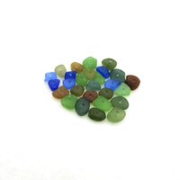 Sea Glass Tiny Beads for Jewelry Making Center Drilled Hole Natural Unique Beach Craft Supply Brown Green 