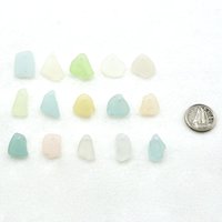 Pastel Sea Glass Charms, Top Drilled Aqua Blue Peach Yellow Green Real Beach Glass Beads for Jewelry Making
