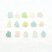Pastel Sea Glass Charms, Top Drilled Aqua Blue Peach Yellow Green Real Beach Glass Beads for Jewelry Making