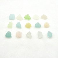 Pastel Sea Glass Charms, Top Drilled Aqua Blue Peach Yellow Green Real Beach Glass Beads for Jewelry Making