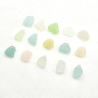 Pastel Sea Glass Charms, Top Drilled Aqua Blue Peach Yellow Green Real Beach Glass Beads for Jewelry Making
