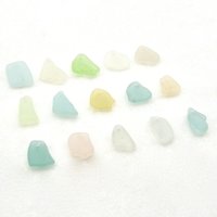 Pastel Sea Glass Charms, Top Drilled Aqua Blue Peach Yellow Green Real Beach Glass Beads for Jewelry Making