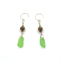 green sea glass earrings