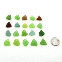 Sea Glass Beads with Holes, Top Drilled Small Beach Charms for Jewelry Making Canada Shades of Green Teal and Brown