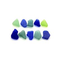 Unusual Charms for Jewelry Making, Top Hole Real Sea Glass Beads, Cobalt Blue Teal Green Craft Supply