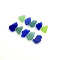 Unusual Charms for Jewelry Making, Top Hole Real Sea Glass Beads, Cobalt Blue Teal Green Craft Supply