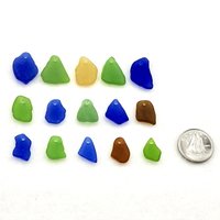 Colorful Sea Glass Beads Mixed Charms Beach Pendants for Jewelry Making Drilled Top Hole 