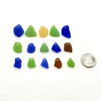 Colorful Sea Glass Beads Mixed Charms Beach Pendants for Jewelry Making Drilled Top Hole 