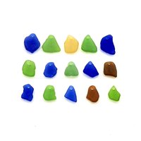 Colorful Sea Glass Beads Mixed Charms Beach Pendants for Jewelry Making Drilled Top Hole 