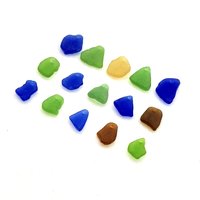 Colorful Sea Glass Beads Mixed Charms Beach Pendants for Jewelry Making Drilled Top Hole 