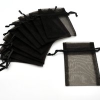 Organza Small Gift Bags 3x4, Dark Brown Drawstring Pouches for Jewelry Packaging