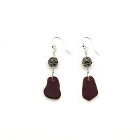 dark red sea glass earrings