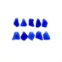 Cobalt Blue Beach Glass Pendants Irregular Shapes for Jewelry Making Beach Craft Supply 