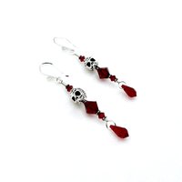 silver skull drop earings