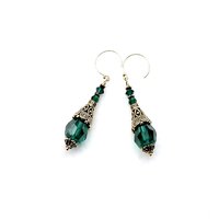 emerald green crystal earrings