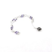 violet purple crystal bead anklet for women