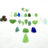 Drilled Sea Glass Mixed Craft Beads Jewelry Supply Horizontal Beach Pendants Two Hole 