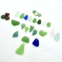 Drilled Sea Glass Mixed Craft Beads Jewelry Supply Horizontal Beach Pendants Two Hole 
