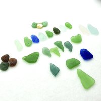 Drilled Sea Glass Mixed Craft Beads Jewelry Supply Horizontal Beach Pendants Two Hole 