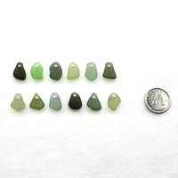 Real Sea Glass Beads Green Charms Top Drilled for Jewelry Making or Beach Crafts