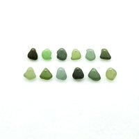 Real Sea Glass Beads Green Charms Top Drilled for Jewelry Making or Beach Crafts