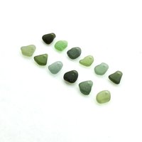 Real Sea Glass Beads Green Charms Top Drilled for Jewelry Making or Beach Crafts
